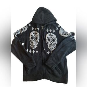 Lucky Brand Black and White Skull Hoodie